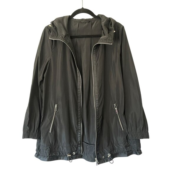 Salco Italia Lightweight Hooded Swing Jacket Pockets Adjustable Hem Size 44 US 8 - Picture 9 of 9